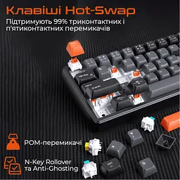 Клавіатура Meetion MK12 Bluetooth/USB Type-C Black (MT-MK12-A-RUA) - мініатюра 7
