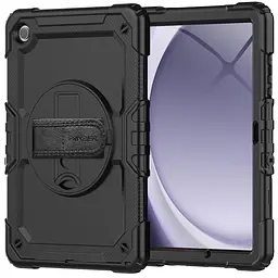 Протиударний захисний чохол для планшета Samsung Galaxy Tab A9+ (SM-X210/X216), Panzer, чорний, силікон + полікарбонат, накладка з підставкою і ремінцем на плече, з посиленими кутами, 360°, ArmorStandart (ARM82517)