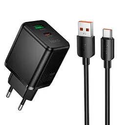 Адаптер сетевой HOCO Type-C cable set Smart PD Multi-Protocol Charger C157A 1USB/1Type-C, 30W/3A, PD/QC