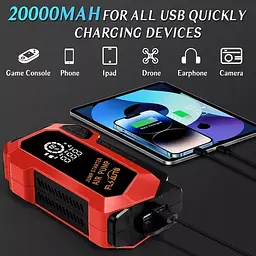 Пускозарядний пристрій Jump StaRter для автомобіля 2000мАч з компресором (Червоний) - мініатюра 4