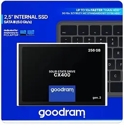 Твердотільний накопичувач SSD Goodram 256Gb, CX400 (Gen.2), SATA3, 2.5", 3D TLC, 550/480 МБ/с teh0019818 - мініатюра 2