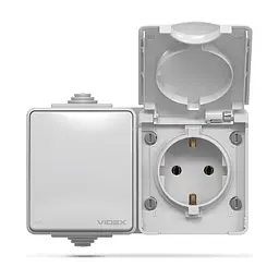 Вимикач Videx BINERA IP65 зовнішня 1ая із заземленням (VF-BNW3-G) - мініатюра 2