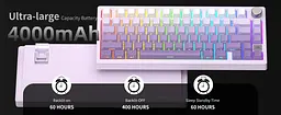 Клавіатура MageGee Light 75 RGB Purple Bird Switch Wireless (6971969728813) White/Purple (G-000003943) - мініатюра 15