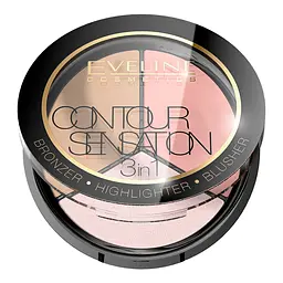 Палетка для контурингу Eveline Contour Sensation 3 в 1 01 13.5 г (LMKCONTOUR1) - мініатюра 2