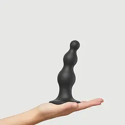 Насадка для страпона Strap-On-Me Dildo Plug Beads Black M - мініатюра 2