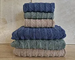 Набір турецьких махрових рушників Cestepe MicroCotton Premium 3 штуки 50x90 + 3 штуки 70х140 Ucgen 1 щільність 600 г/м2 - мініатюра 3