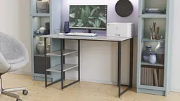 Стіл письмовий Кевін Ferrum-decor 75x140x70 Чорний метал ДСП Бетон 16 мм (FRD-106573) - мініатюра 2