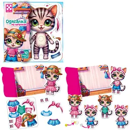 Гра з липучками "Кішечка" VT1320-03 Vladi Toys, 10 предметів одягу, ігровий фон, у пакеті (4820234767670) - мініатюра 3
