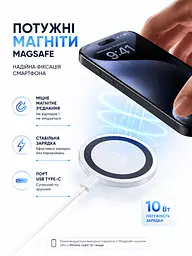 Бездротовий зарядний пристрій XON AirCharge MagSafe M1 (USB Type-C) для смартфонов (10W) White (AM2CW 319) - мініатюра 2