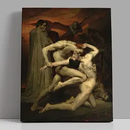 Интерьерная картина Данте и Вергилий в аду, Вильям Бугро, Bouguereau, Dante and Virgil in Hell, интерьерный декор, 75×60 см (id6991)
