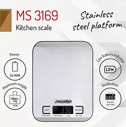 Кухонні ваги Mesko MS 3169 black max 5 кг - мініатюра 2