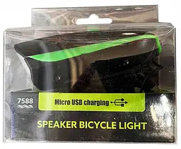 Вело фара та велосипедний сигнал на виносній кнопці Bike Light 7588 акумуляторний велоліхтар micro-USB - мініатюра 7