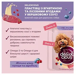 Вологий корм для собак Delickcious з ягнятком та лісовими ягодами у вершковому соусі 85 г x 12 D6211502 - мініатюра 4