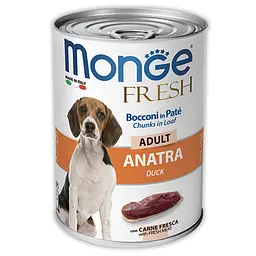 Консерва для дорослих собак всіх порід Monge Dog Fresh Adult з качкою 400 гр