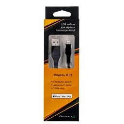 Дата кабель USB 2.0 AM to Lightning 1.0m MFI Grand-X (TL01) - мініатюра 3
