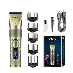 Акумуляторна машинка для стрижки VGR V-659, 5 насадок, регулювання потужності 6500-7500 RPM, IPX7, LED display, Box - мініатюра 2