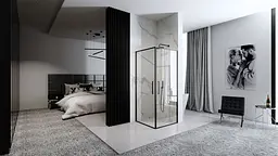 Душова кабіна Rea Abra 90x90 black mat REA-K5502, Чорний матовий, Універсальна, прозорий - мініатюра 4