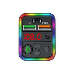 FM модулятор HAVIT FM821BT USB-A+USB-C PD25W RGB Black HAVIT (29210-000) - мініатюра 2