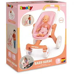 Коляска для ляльки Smoby Toys Baby Nurse Прогулянка з поворотними колесами теракотова пудра (7600251224) - мініатюра 2