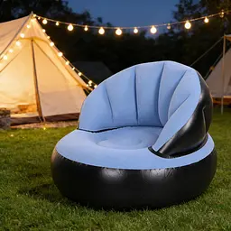 Надувне крісло AIR SOFA / Надувне велюрове крісло 80х80х67 см Блакитний