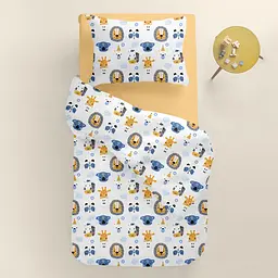 Дитяча постільна білизна в ліжечко ANIMALS CS11, синій (AnimalsFaceWhite_Honey11_140) - мініатюра 2