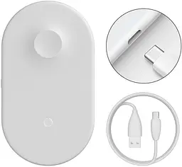 Бездротовий зарядний пристрій Baseus Smart 2in1 Wireless Charger Type-C Version White - мініатюра 2