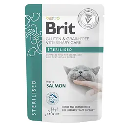 Вологий корм Brit GF VetDiet Care Sterilised для кішок з лососем пауч 85 г (aрт.101115/566716)