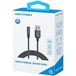 Звукова картка USB AUX jack, TRRS Ear, 0.25 м 96 кГц/24 біт 2-в-1 DSP шумозаглушення Vention - мініатюра 3