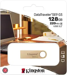 USB Flash Kingston SE9 G3 128GB USB3.2 Metal Gold, Retail - мініатюра 3
