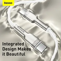 Кабель Baseus Cafule Metal USB-C to USB-C 100W 2m White (CATJK-D02) [71409] - мініатюра 6