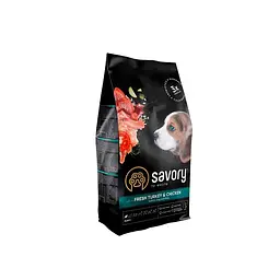 Сухий корм Savory Puppy Сейворі для цуценят усіх порід, зі свіжою індичкою та куркою, 1 кг (арт.30280)