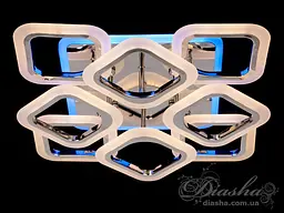 Люстра стельова LED Diasha AS8060/4+4HR, 110W, 3200K-6500K, хром, сучасний стиль для дому - мініатюра 2