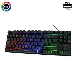 Клавіатура з підсвічуванням RGB чорна мембранна клавіатура ігрова для комп'ютера Keyboard Intro DX-750 - мініатюра 2