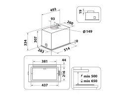 Витяжка вбудована Whirlpool WCT3 64 FLB X - мініатюра 3