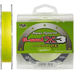 Шнур YGK G-Soul X3 100 м (жовтий) 0.25/0.080 мм 4 lb