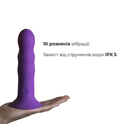 Ділдо з вібрацією Adrien Lastic Hitsens 3 Purple, відмінно для страпону, діаметр 4 см, довжина 18,2 см - мініатюра 4