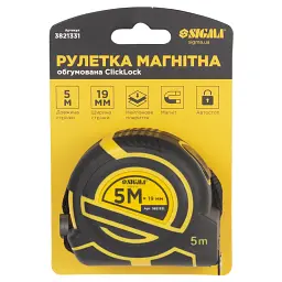 Рулетка магнітна обгумована ClickLock нейлонове покриття автостоп 5м×19мм SIGMA (3821331) - мініатюра 8