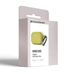Силіконовий чохол для навушників Apple AirPods Pro, Hang Case, жовтий, ультратонкий захисний кейс товщиною 2 мм, захист від подряпин, пилу та ударів, компактний, з карабіном для кріплення, ArmorStandart (ARM56072) - мініатюра 8