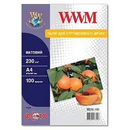 Фотопапір, матовий, A4, 230 г/м² WWM teh0033149