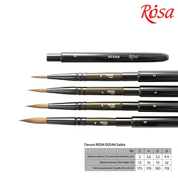 Пензель соболь круглий TRAVEL BRUSH OCEAN 168 №2 коротка ручка ROSA - мініатюра 1
