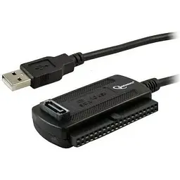 Адаптер Usb Cablexpert, чорний, Usb 2.0 - SATA / IDE 3.5" / IDE 2.5", 1 м, блок живлення (12V / 2A) у комплекті (AUSI01)