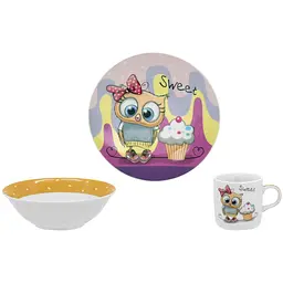 Набір посуду дитячий Limited Edition Sweet Owl 3 предмети порцеляна (YF6027)