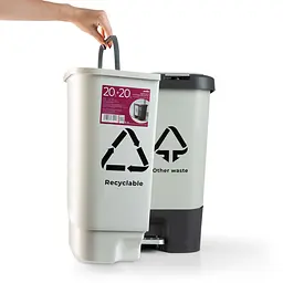Відро для сміття з кришкою сортувальне МVM, 20+20 л, сіре (BIN-05 (20+20L) LIGHT GRAY/GRAY) - мініатюра 2
