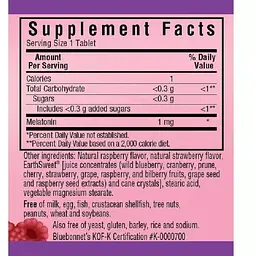 Мелатонін Bluebonnet Nutrition EarthSweet зі смаком малини 1 мг 120 таблеток - мініатюра 2