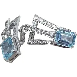 Золоті сережки ЮЗ "Багет" з топазом. 573005