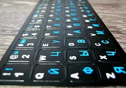 Наклейки на клавіатуру KeyBoard 11х13 мм сині літери Black - мініатюра 3
