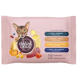 Набір: корм вологий для котів Delickcious Набір №2 330 г (85 гх2 шт., 80 гх2 шт.)