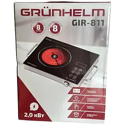 Плита одноконфоркова електрична кухонна Grunhelm GIR-811 інфрачервона 2000 Вт Чорна - мініатюра 2