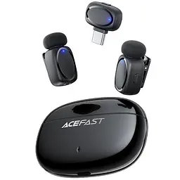 Петличний бездротовий мікрофон Acefast R2 Dual-mic Type-C Black - мініатюра 2