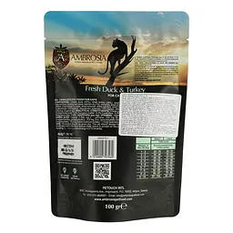 Сухий корм Ambrosia Grain Free для дорослих котів зі свіжою качкою та індичкою 100 г - мініатюра 3